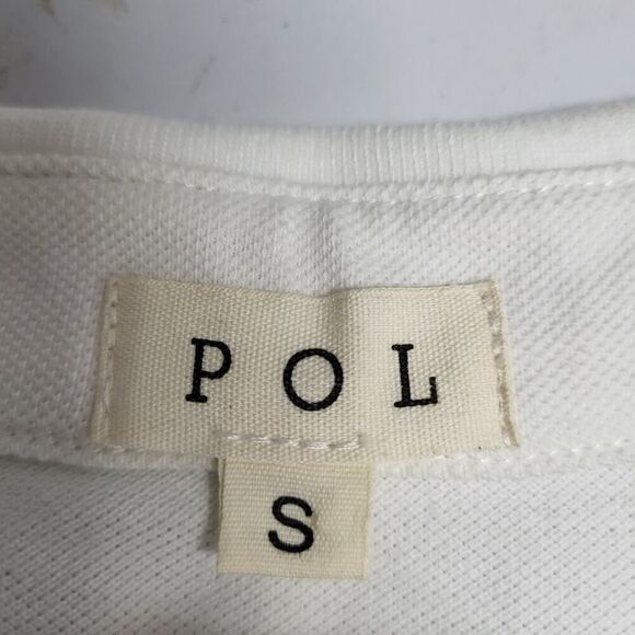 NEW POL Woman's Small White Cotton Short Sleeve Polo Shirt Red Black Stripe Trim - Picture 4 of 15